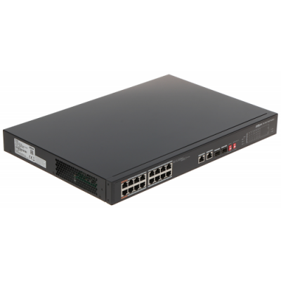 DAHUA PFS3218-16ET-135, 16 Port, Megabit, 16 Port PoE, 135W, +2 Port SFP, +2 Port GigaBit Uplink, Yönetilemez, Rack Mount Switch